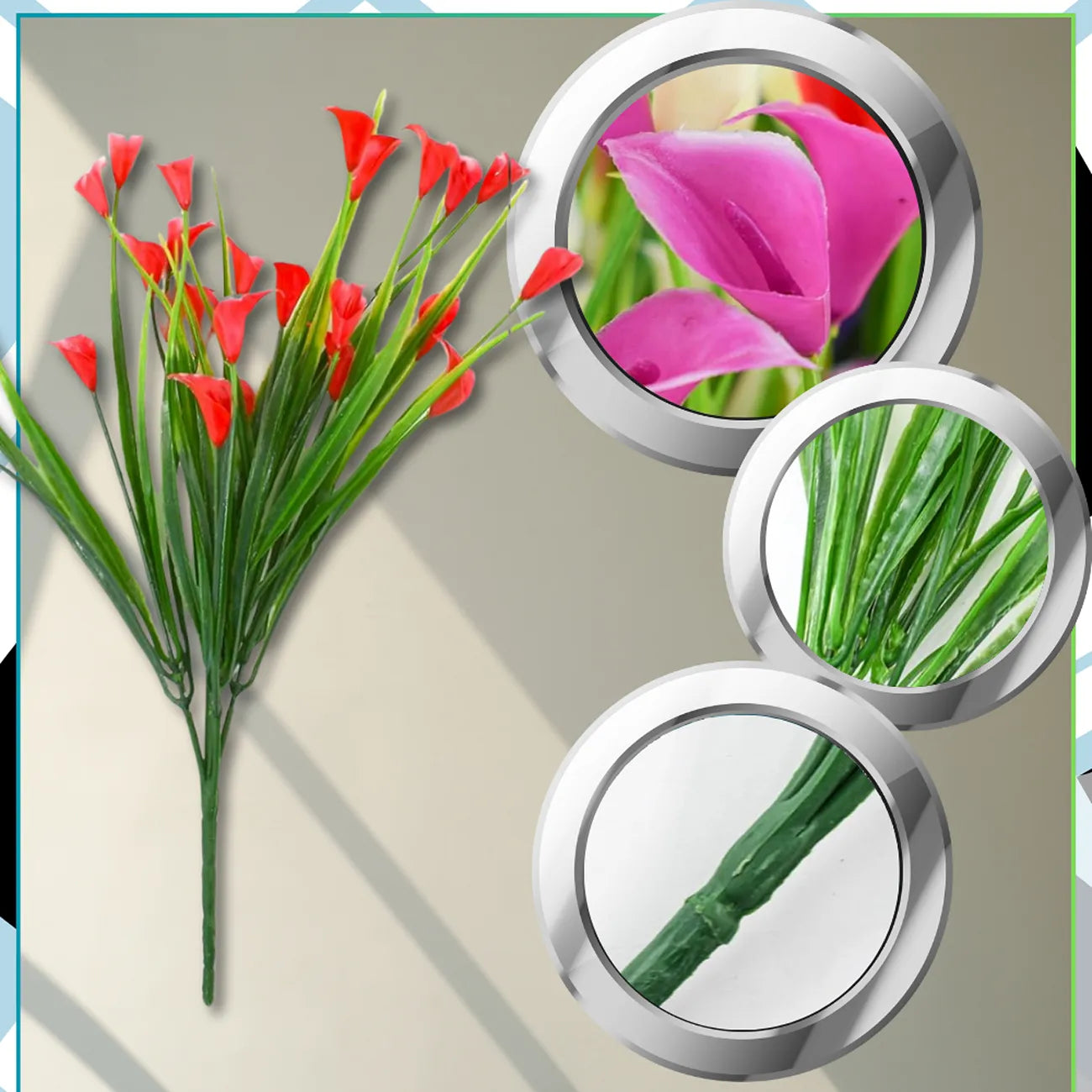 Dirbtinės gėlės, spalvotos lelijos, 5 vnt.