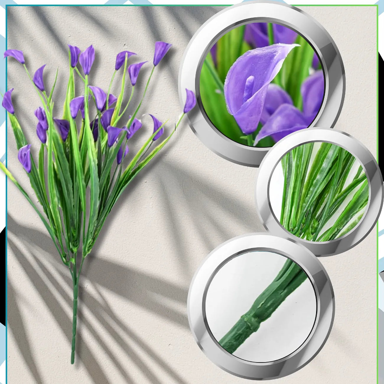 Dirbtinės gėlės, violetinės lelijos, 5 vnt.