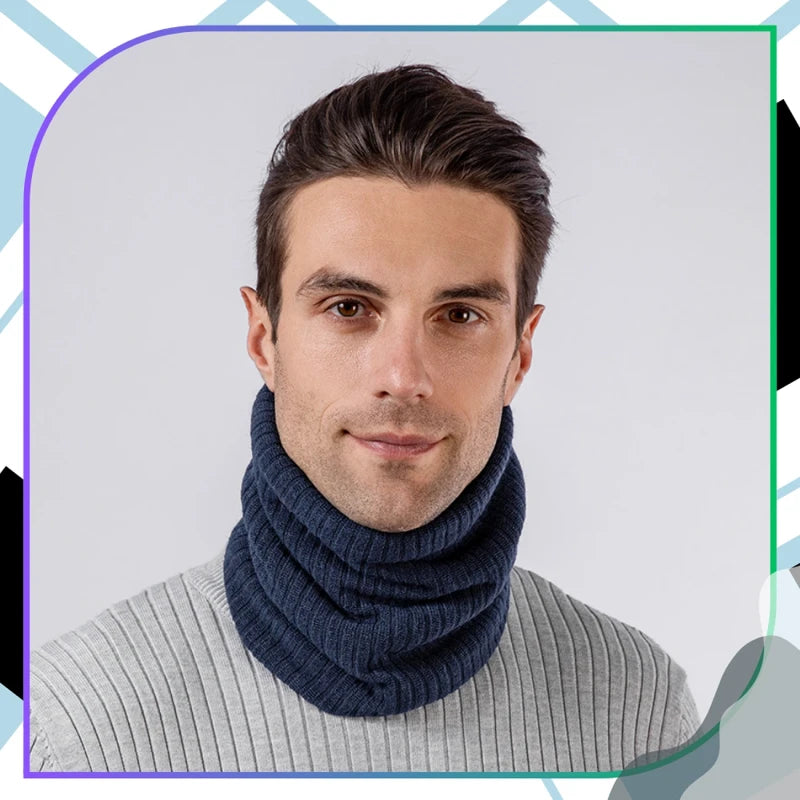 Žieminis šiltas kaklo šalikas, mėlynas, akrilas