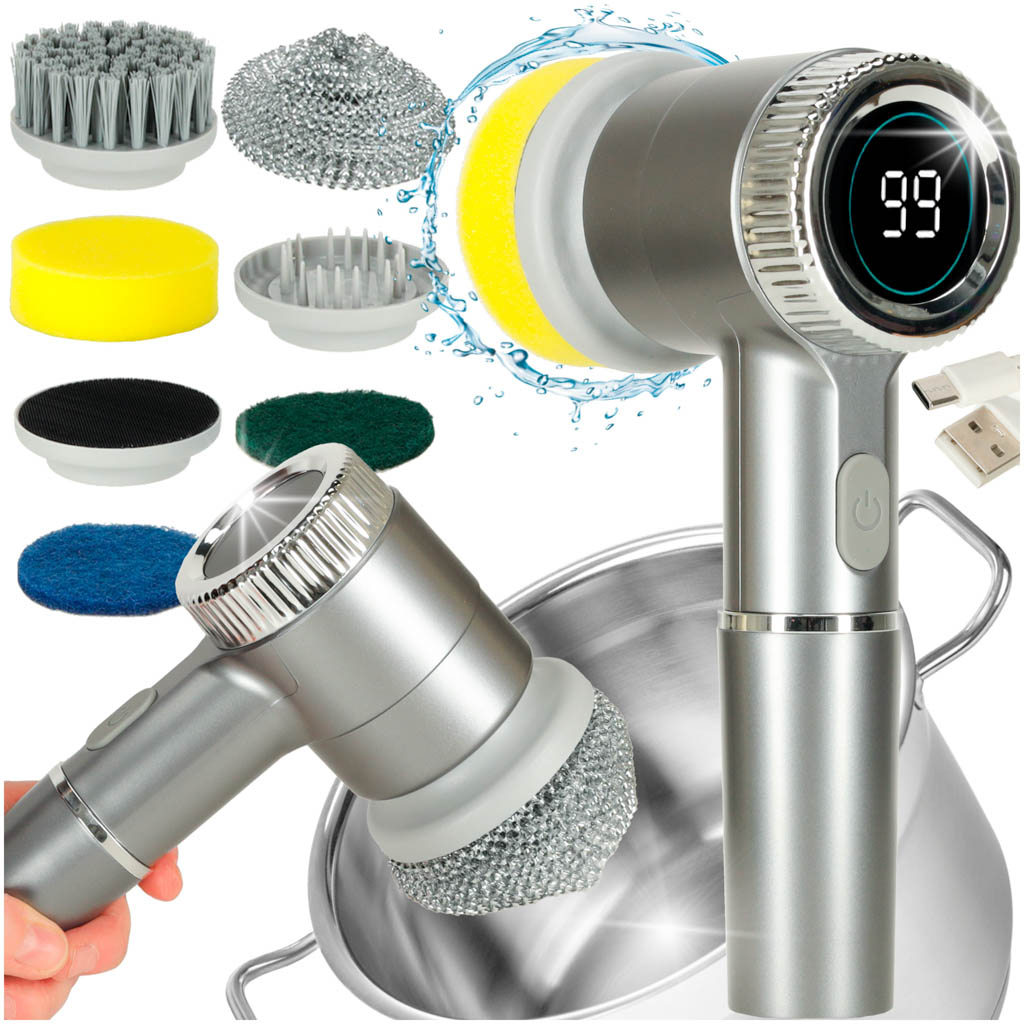 Elektrinis valymo šepetys 5 viename su LED