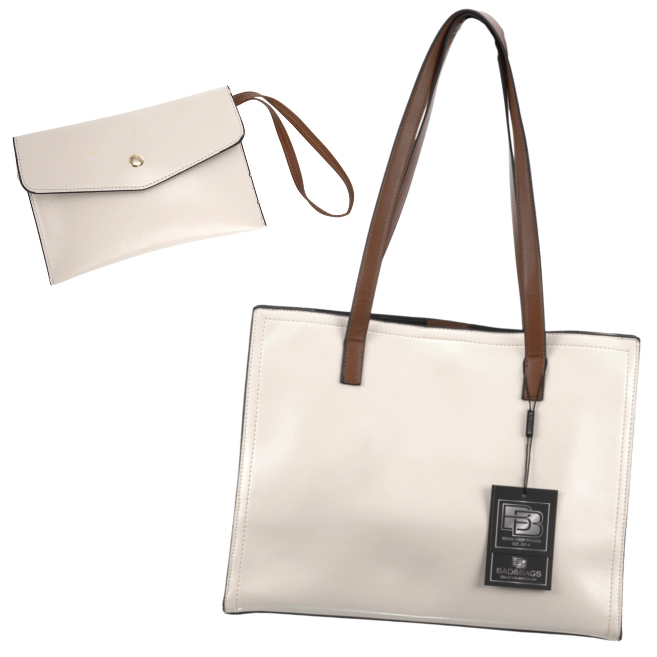 Moteriška rankinė BAD&BAGS, kreminė oda