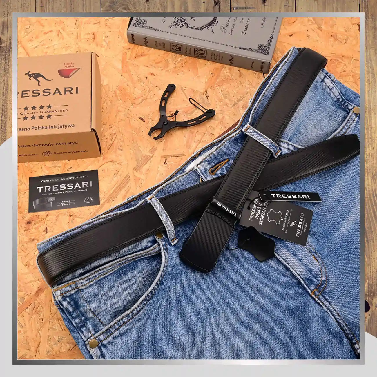 Vyriškas juodas odinis diržas 120 cm TRESSARI T23