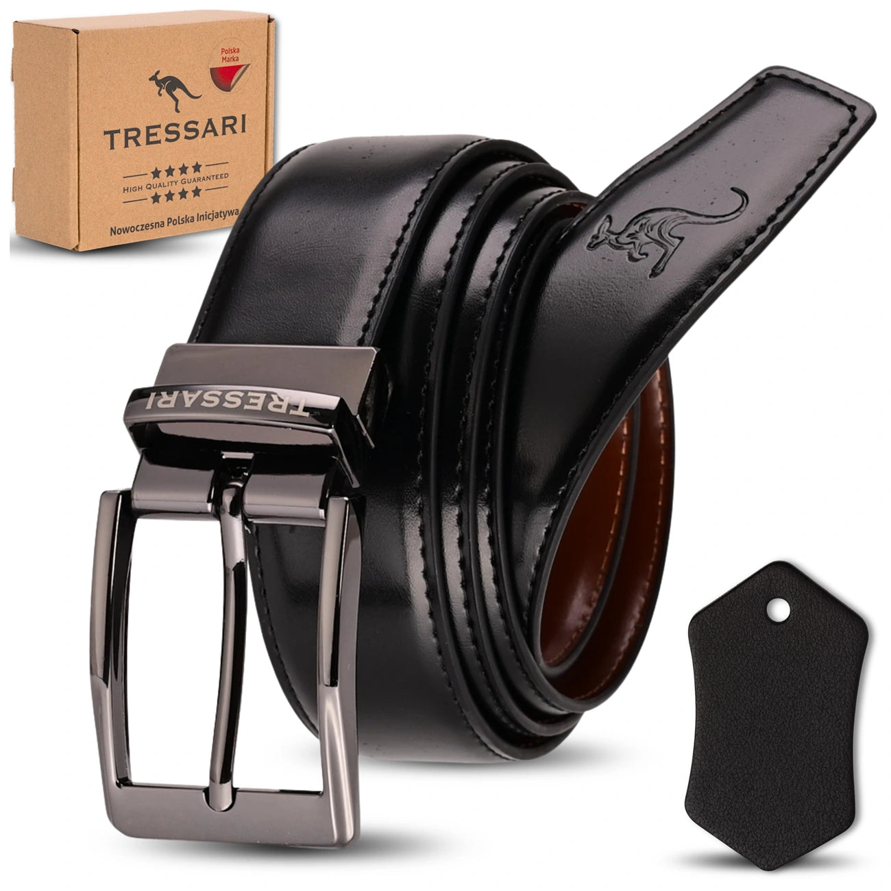 Odinis dvipusis diržas juodas rudas TRESSARI 120cm