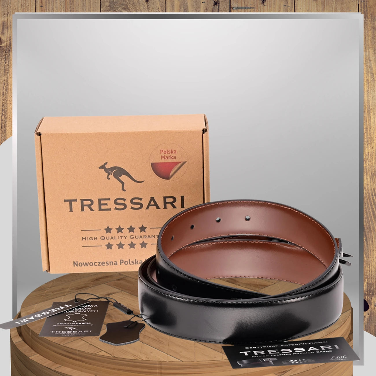 Odinis dvipusis diržas juodas rudas TRESSARI 120cm