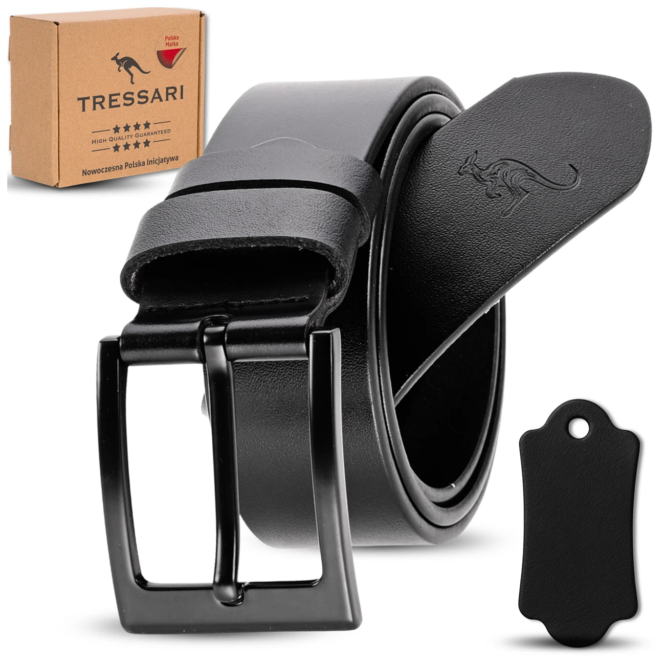 Vyriškas juodas odinis diržas TRESSARI 115 cm T65