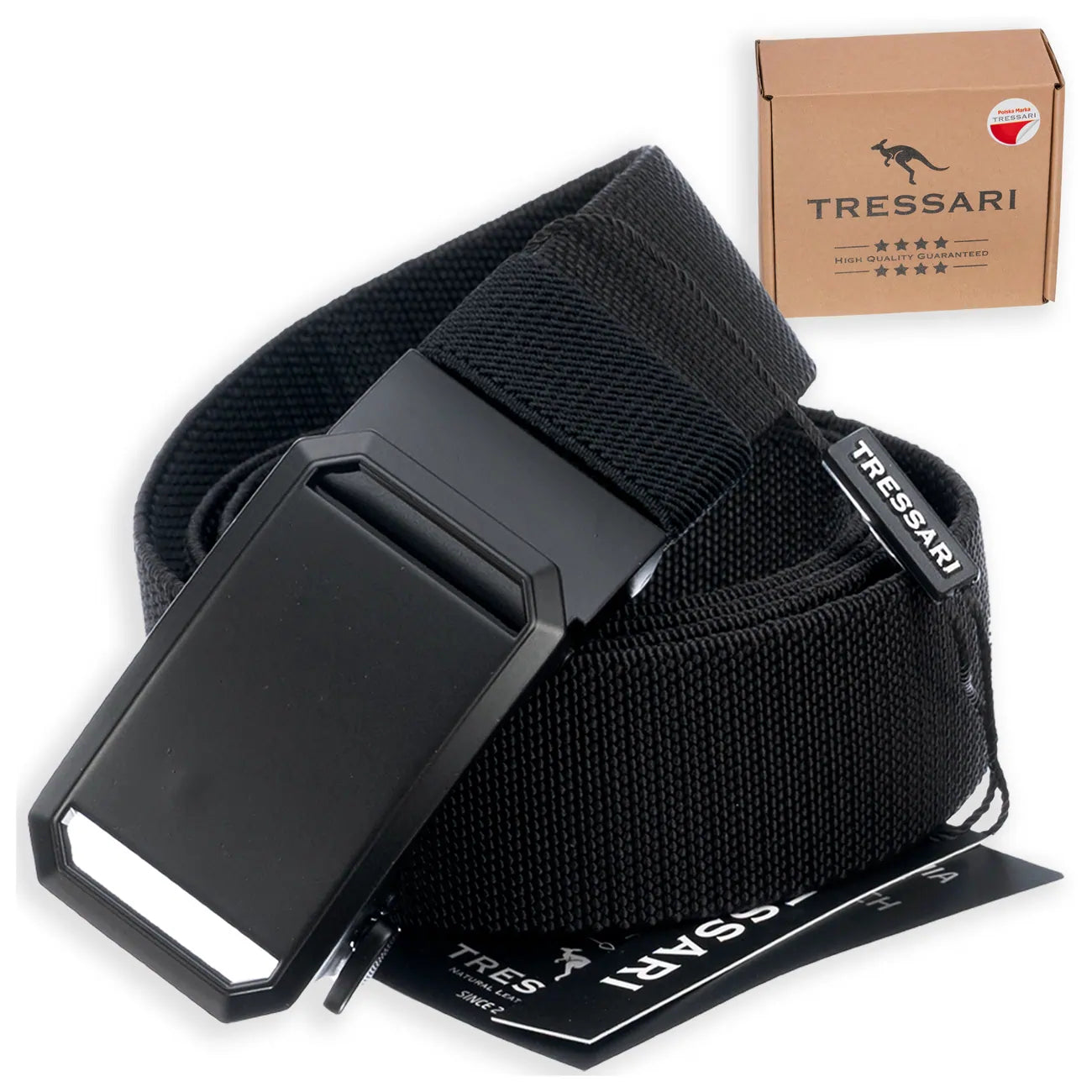 Diržas Tressari, juodas, elastingas