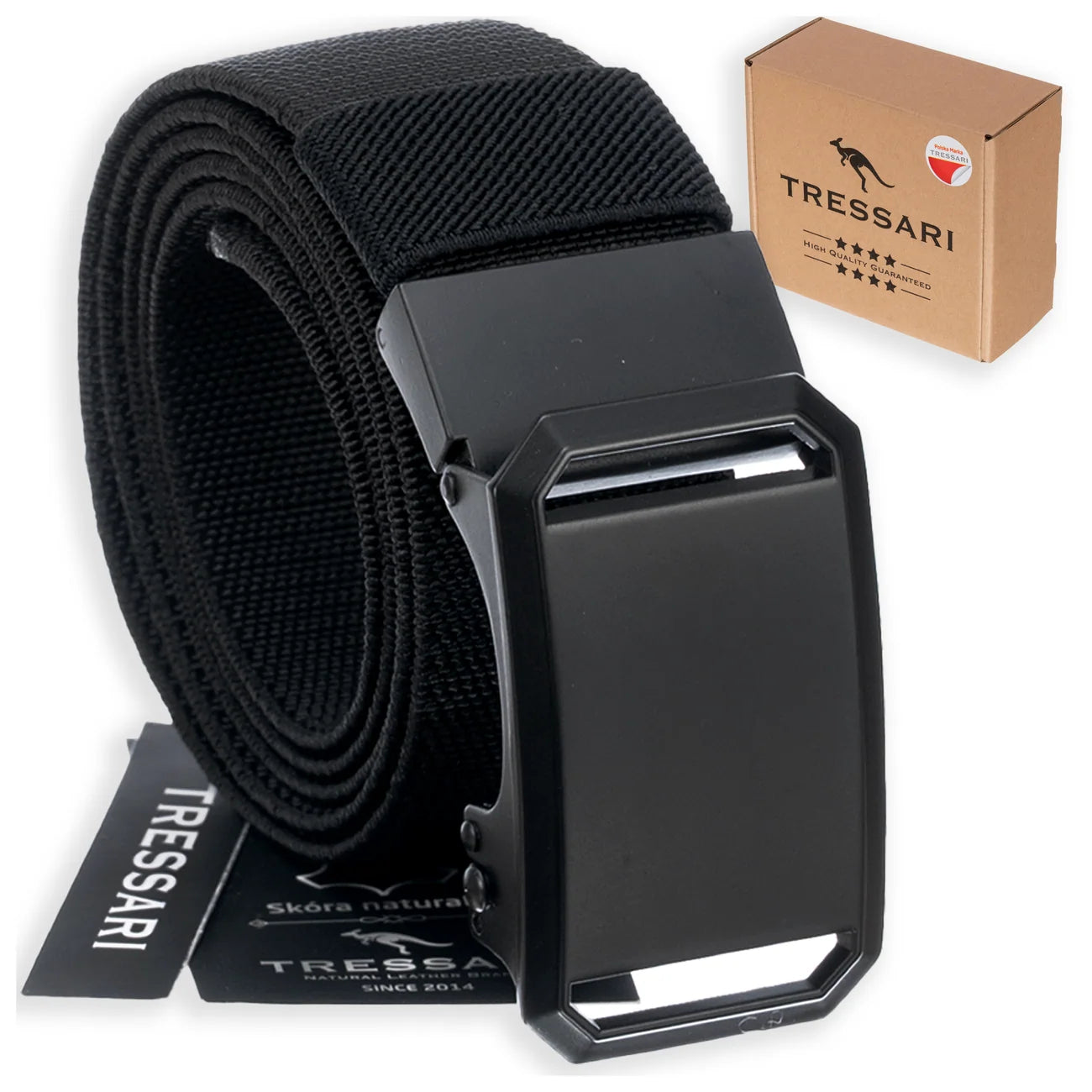 Diržas Tressari, juodas, elastingas