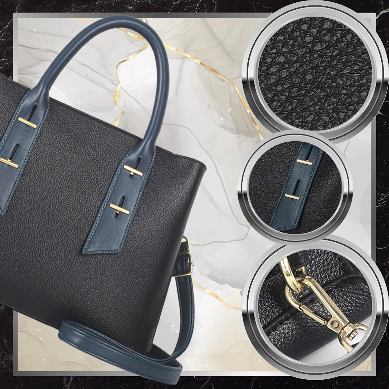 Moteriška odinė rankinė BAD&BAGS, juoda