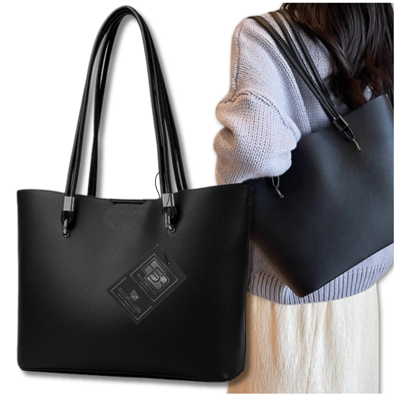 Moteriška odinė rankinė BAD&BAGS, juoda N500