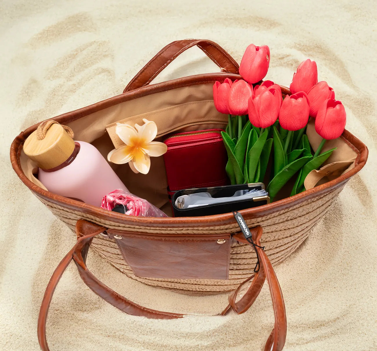 Moteriška šiaudinė rankinė BAD&BAGS, didelė