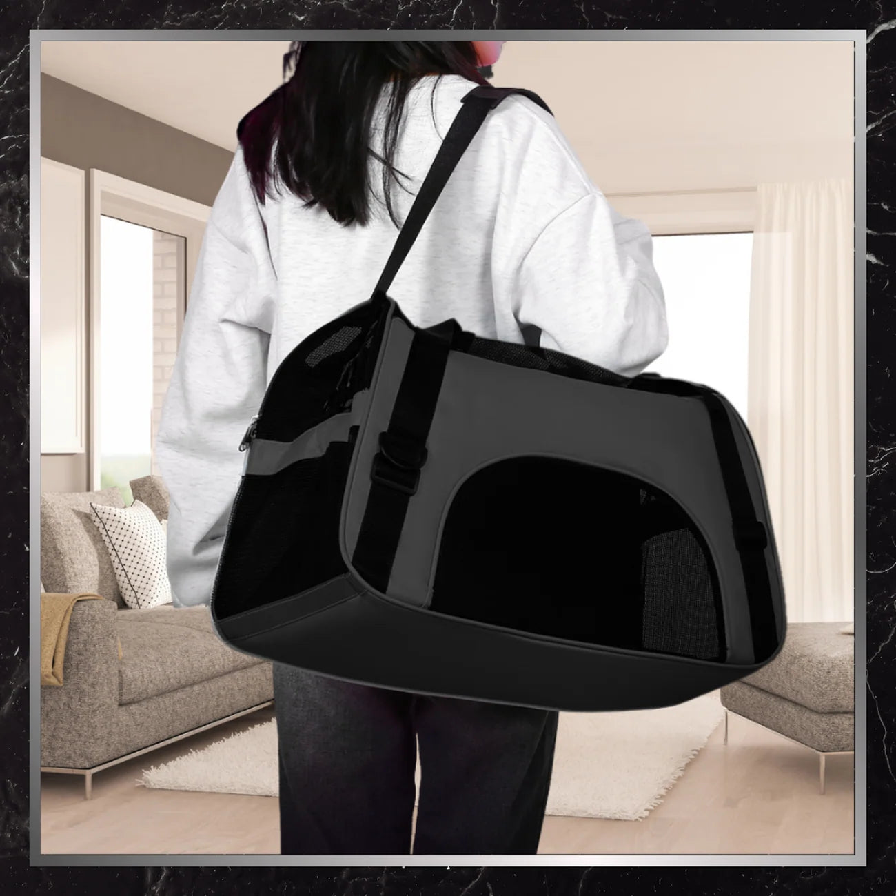 Gyvūnų transportavimo krepšys BAD&BAGS, juodas