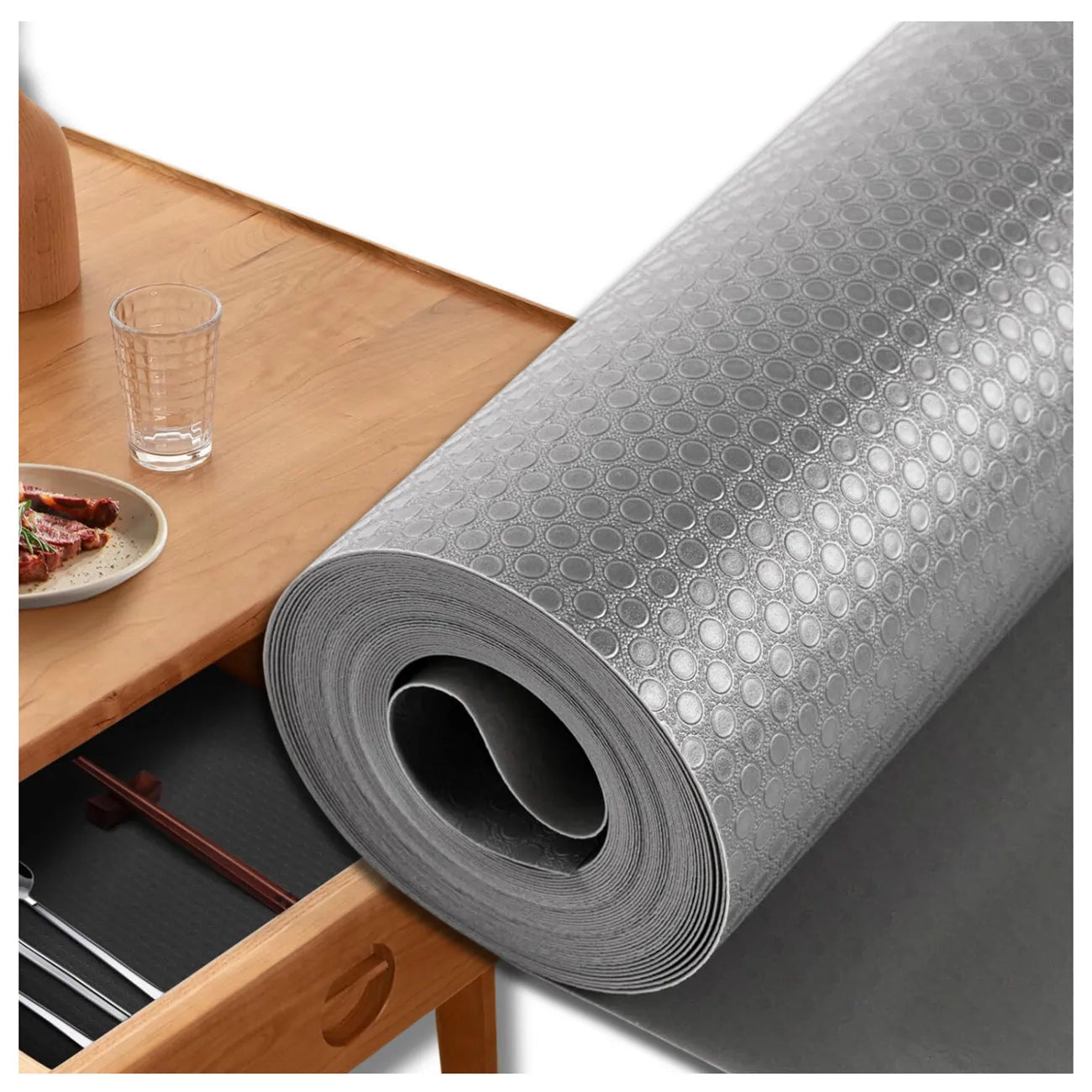 Apsauginis kilimėlis spintelių stalčiams, 400x50 cm, neslystantis, atsparus dėmėms