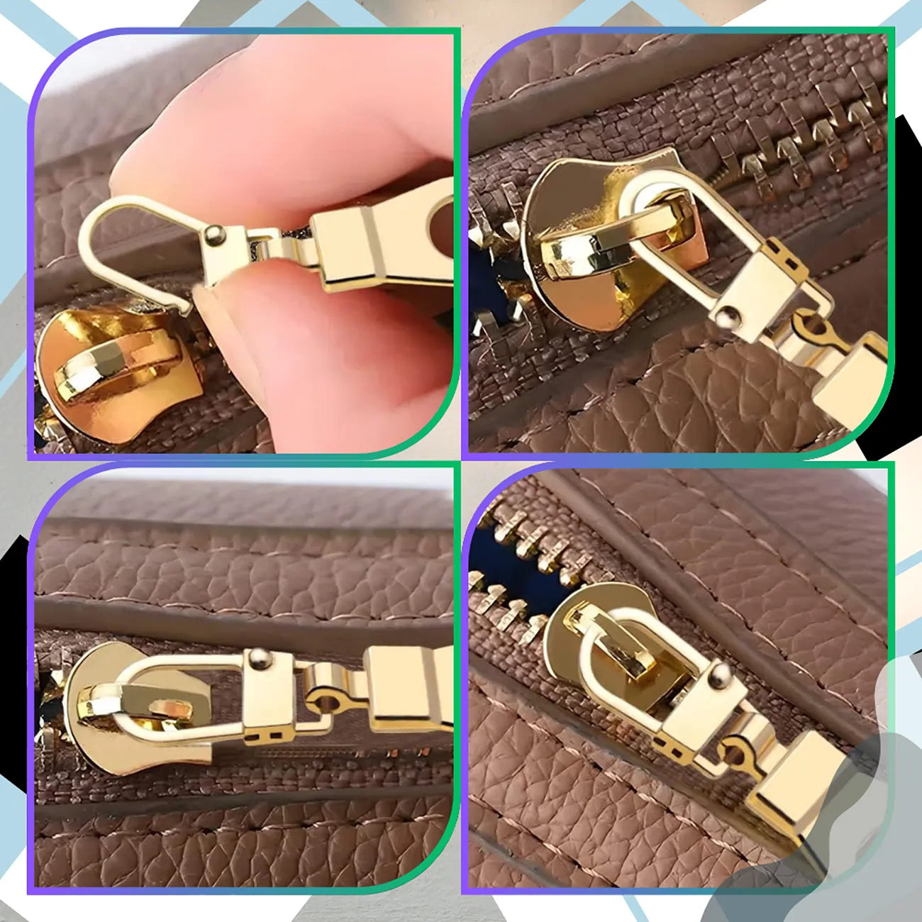 Auksinės metalinės pakabos užtrauktukams, 5 vnt.