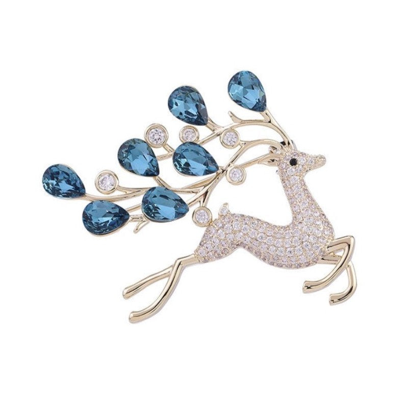 Elegantiška sagė su mėlynais kristalais ir cirkoniais (BZ180)