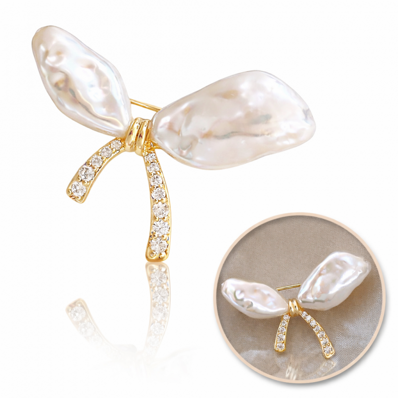 Dekoratyvinė sagė – perlinis kaspinas su cirkoniais