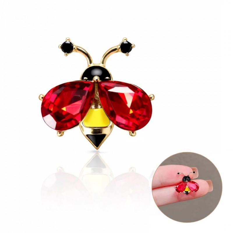 Dekoratyvinė sagė vabzdžio formos, raudona, metalinė