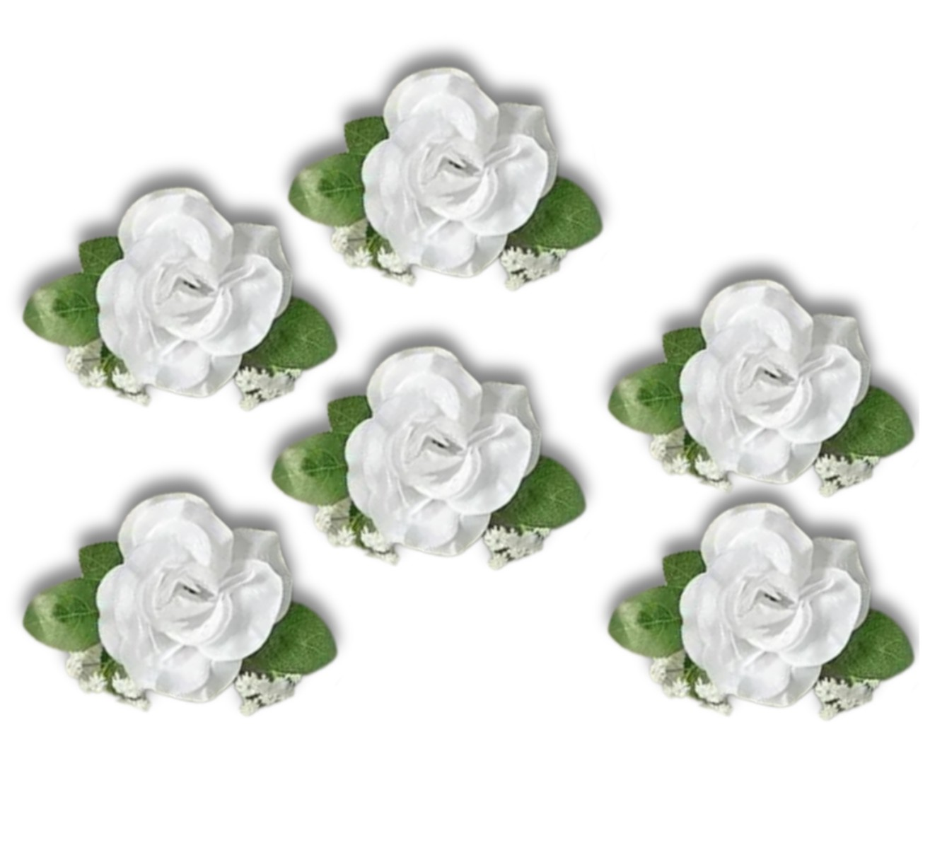 Dirbtinės rožės 6 vnt. L18, baltos