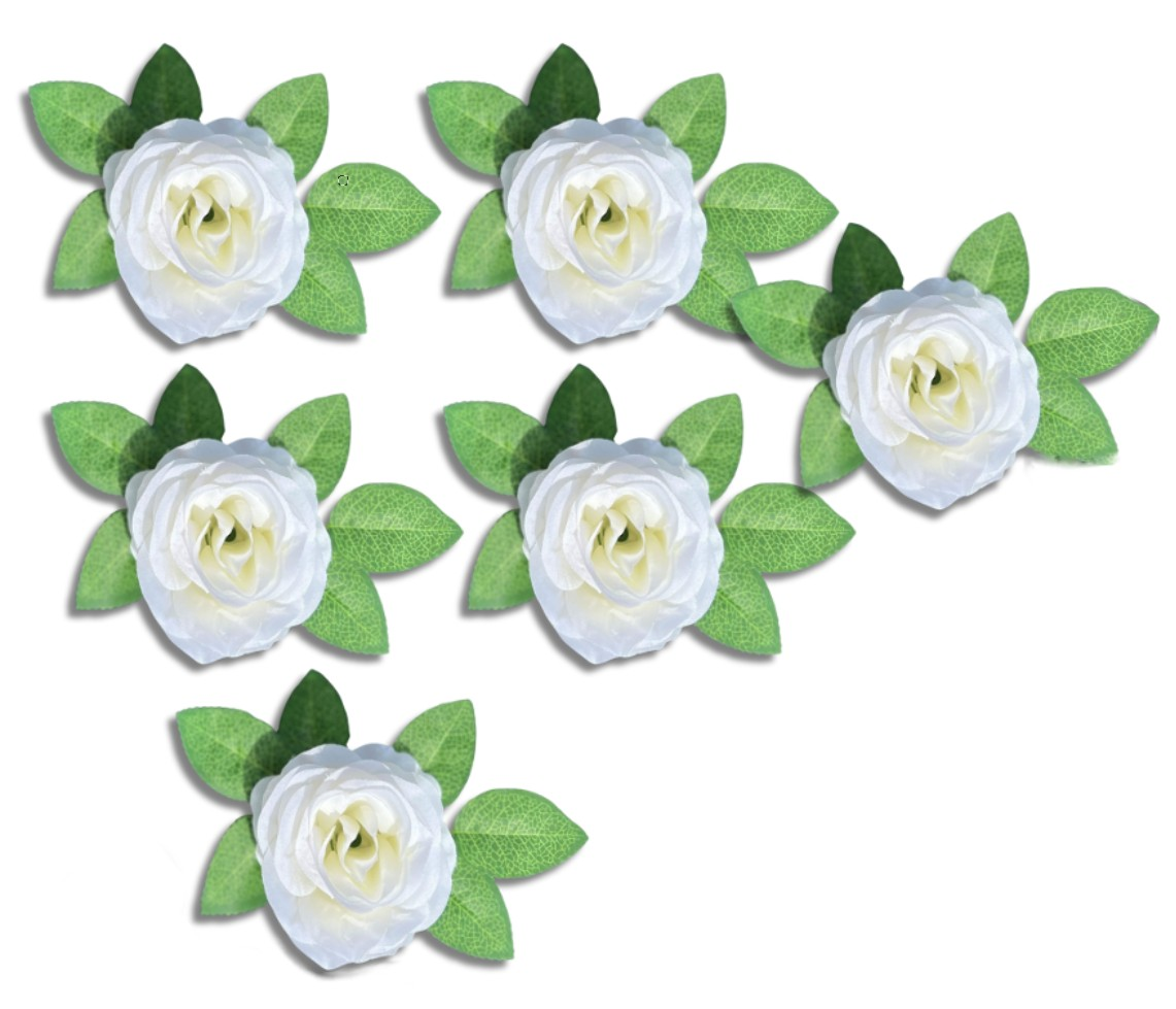 Dirbtinės rožės 6 vnt. L20, baltos