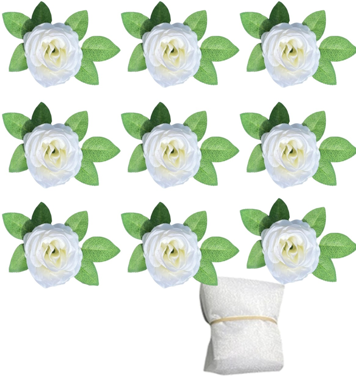 Dirbtinės rožės 9 vnt. L21, baltos
