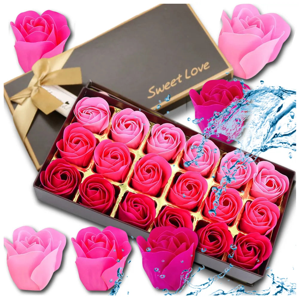 Dirbtinių rožių rinkinys, 18 vnt., muilinės, kvapnios, dovanai