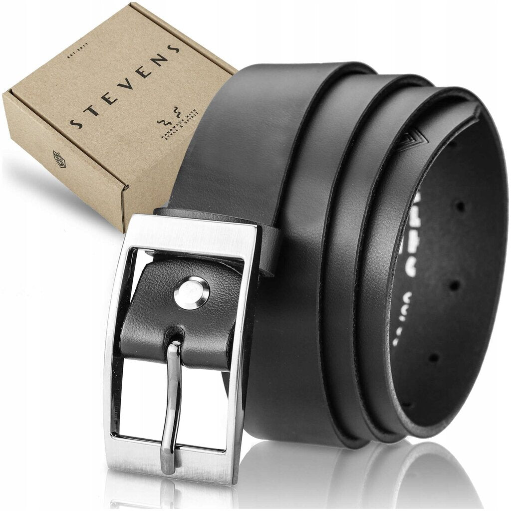 Diržas moterims iš natūralios odos Stevens, juodas