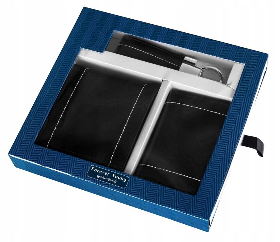 Dovanų rinkinys: odinė piniginė, dėklas ir raktų pakabukas Cavaldi M13