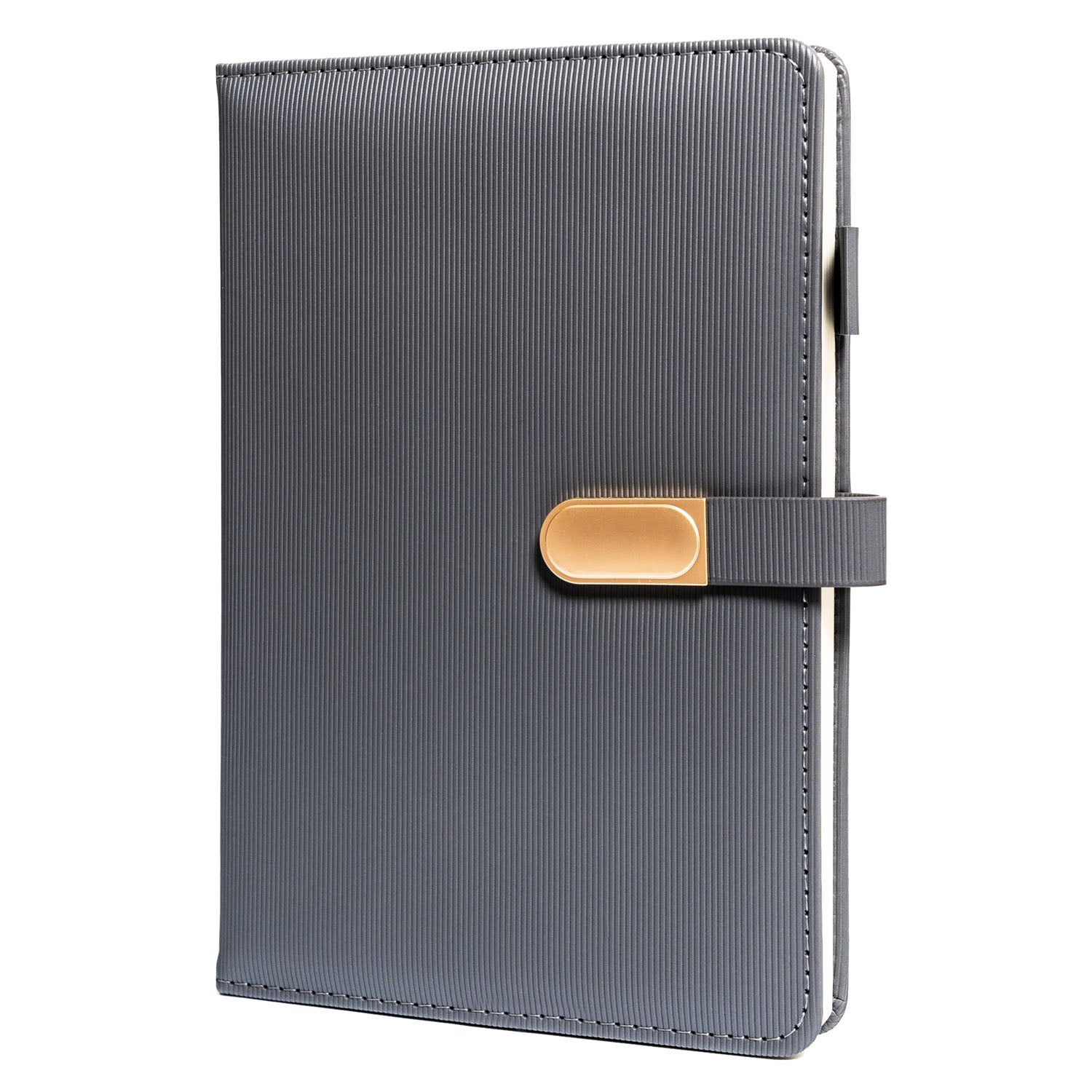 Dovanų rinkinys: pilkas A5 užrašų knygelė ir rašiklis su juodu rašalu