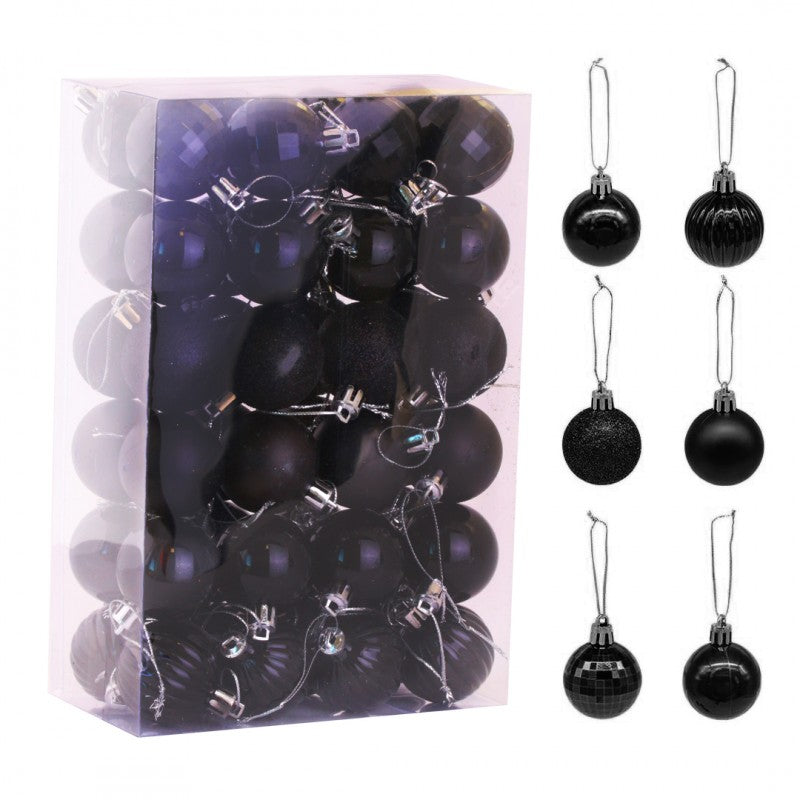 Eglutės žaisliukai 48 vnt D12, juodi