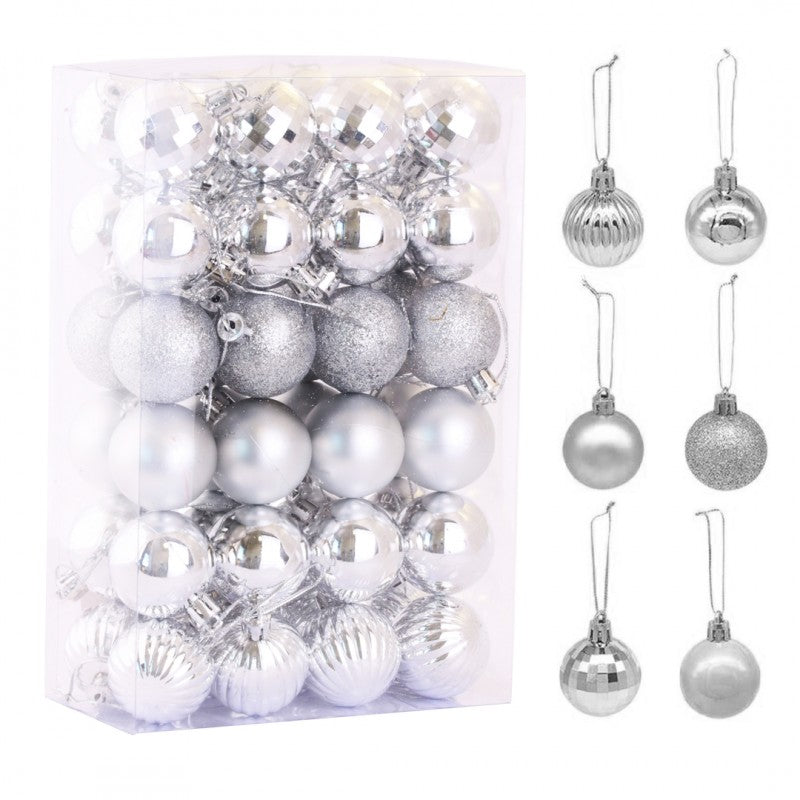 Eglutės žaisliukai 48 vnt D15, sidabriniai