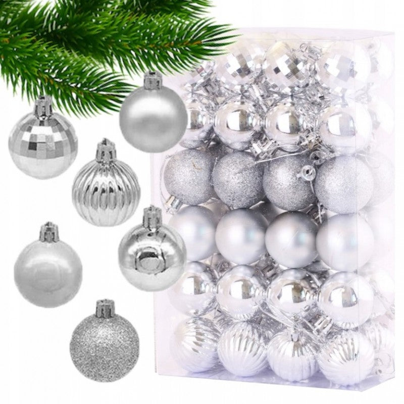 Eglutės žaisliukai 48 vnt D15, sidabriniai