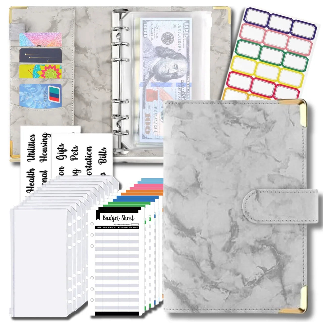 Finansų planavimo segtuvas, pilkas rinkinys