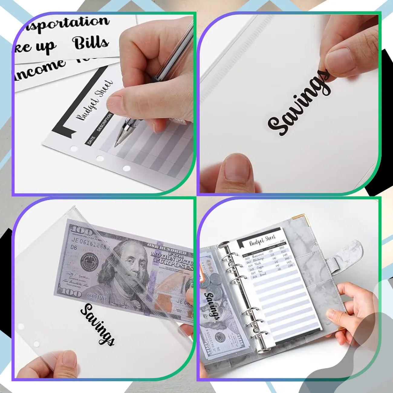 Finansų planavimo segtuvas, pilkas rinkinys