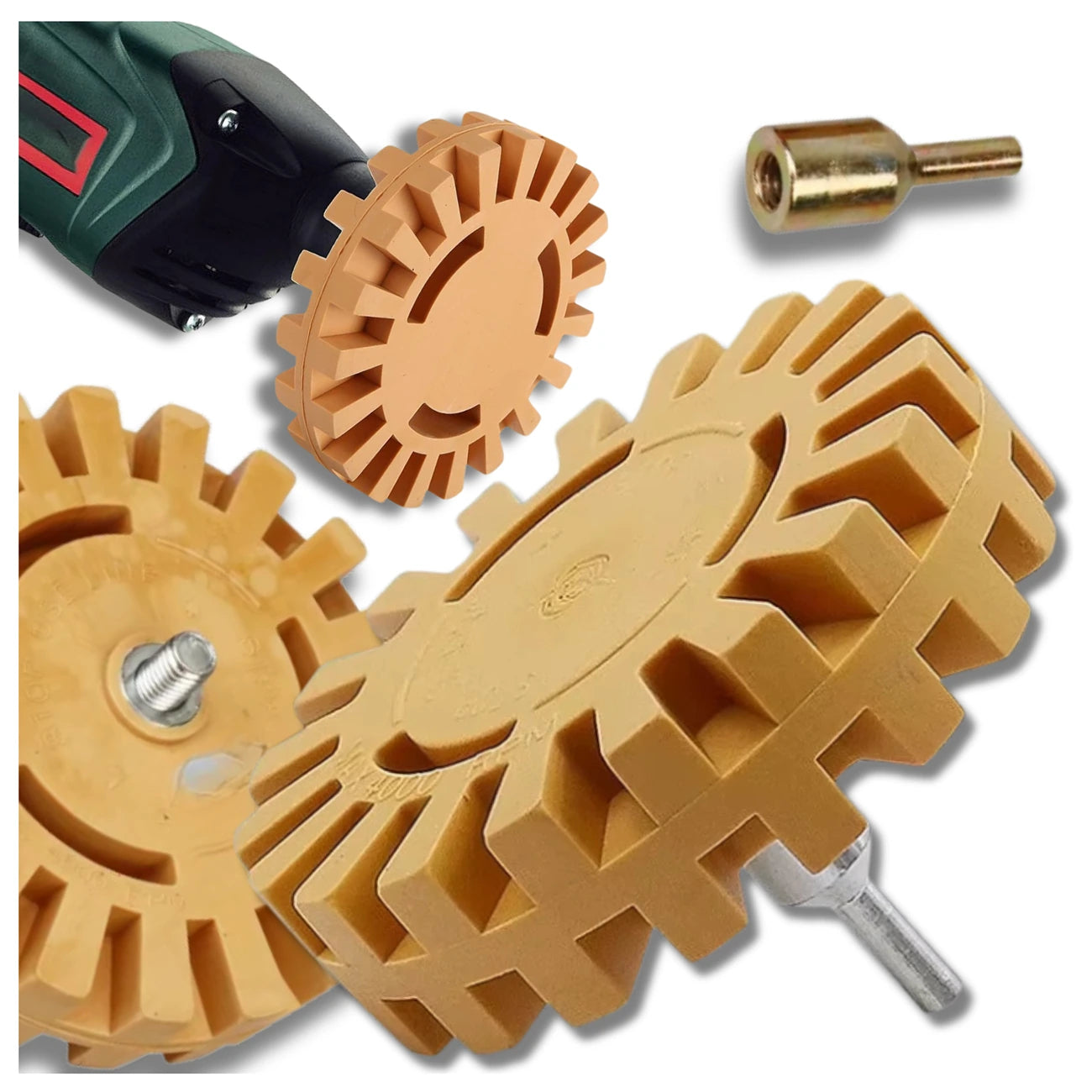 Guminis diskas dažų ir lipdukų šalinimui, 25 mm + adapteris