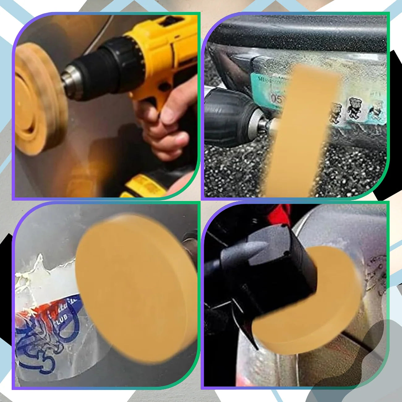 Guminis diskas dažų ir lipdukų šalinimui, su adapteriu