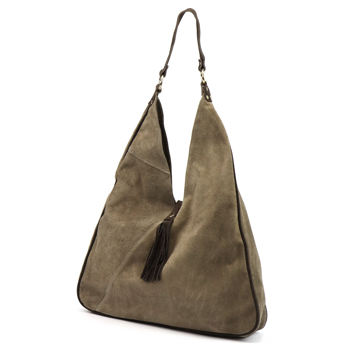LOCCA MILANO LM-005 taupe ir tamsiai ruda odinė rankinė taupe + ciemny brąz