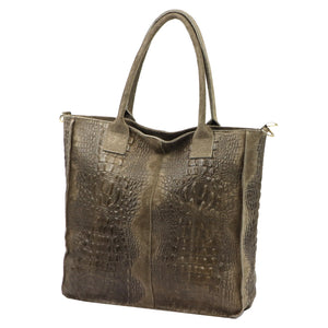 Luka 26-167 CROCO tamsi taupe odinė rankinė taupe scuro