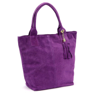 Luka 26-026 violetinė natūralios odos rankinė fioletowy