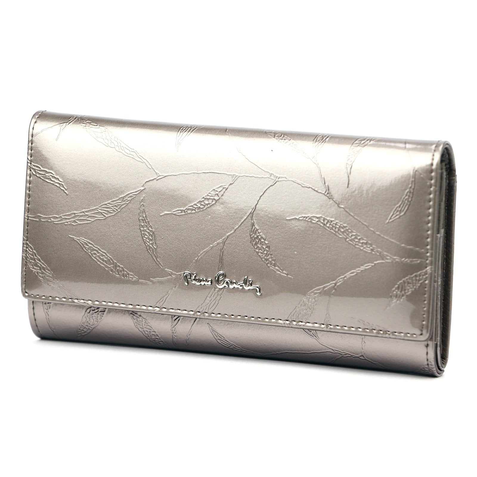 Pierre Cardin 02 LEAF 102 pelenų spalvos odinė piniginė popiel