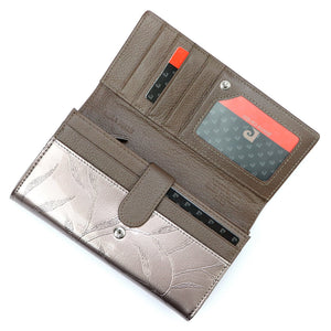 Pierre Cardin 02 LEAF 102 pelenų spalvos odinė piniginė popiel