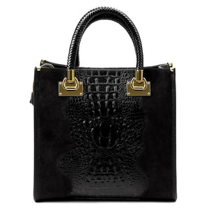 Luka 26-072 CROCO juoda odinė rankinė czarny