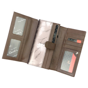 Pierre Cardin 02 LEAF 102 pelenų spalvos odinė piniginė popiel