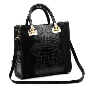 Luka 26-072 CROCO juoda odinė rankinė czarny