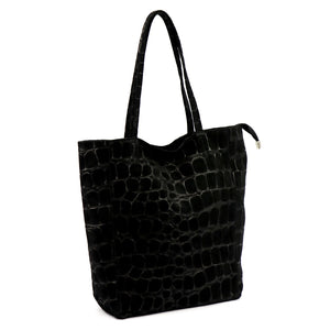 Luka 26-084 CROCO juoda natūralios odos rankinė czarny