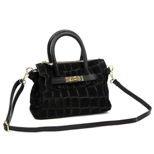 Luka 26-146 MINI CROCO juoda odinė rankinė czarny