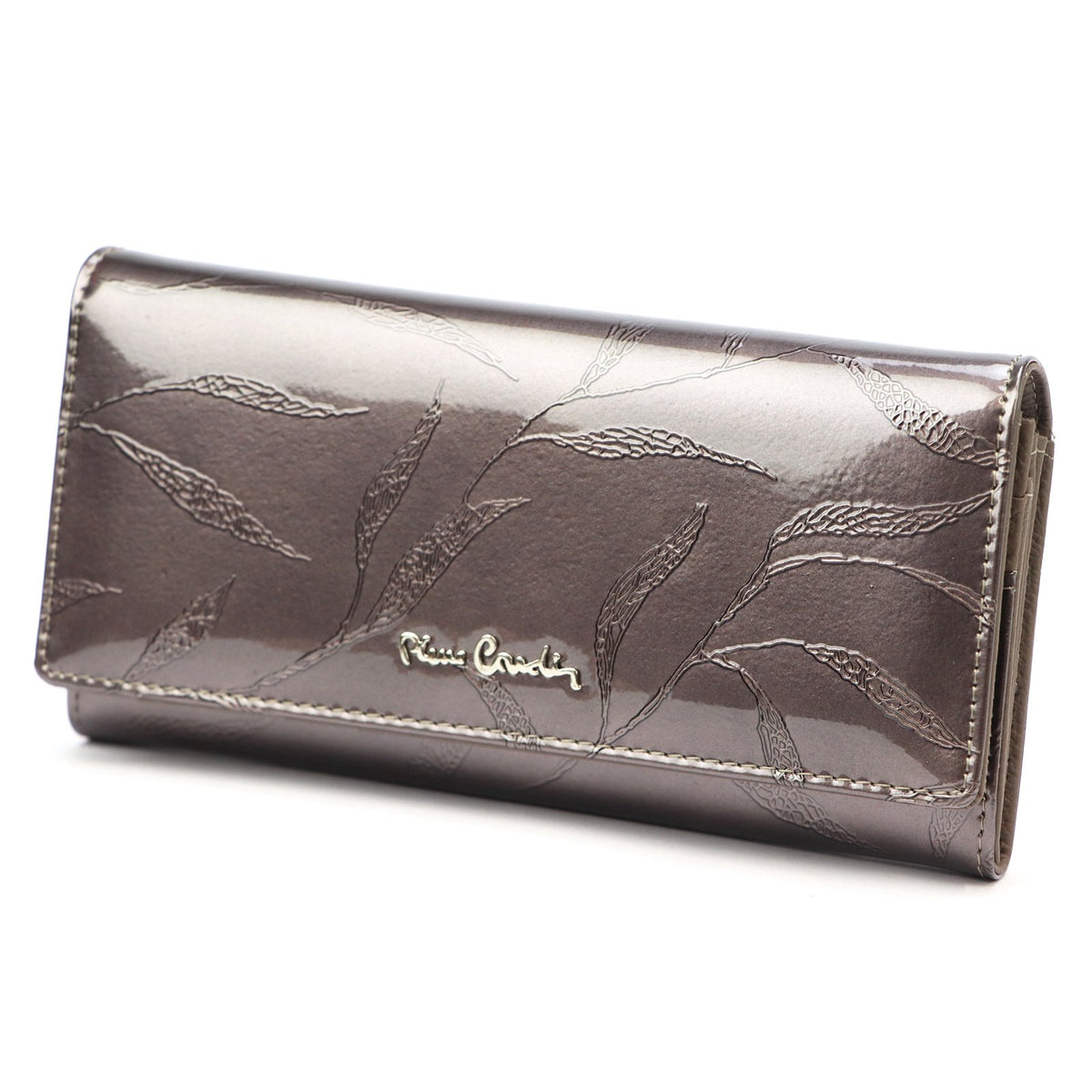 Pierre Cardin 02 LEAF 100 pilka natūralios odos piniginė popiel