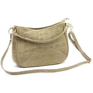 Luka 24-085 CROCO GOLD pilkai rusva odinė rankinė taupe