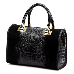 Luka 25-088 CROCO juoda odinė rankinė czarny