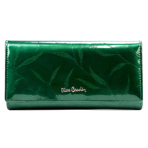 Pierre Cardin 02 LEAF 122 žalia lakuotos odos piniginė zielony