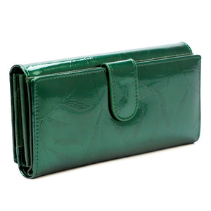 Pierre Cardin 02 LEAF 122 žalia lakuotos odos piniginė zielony