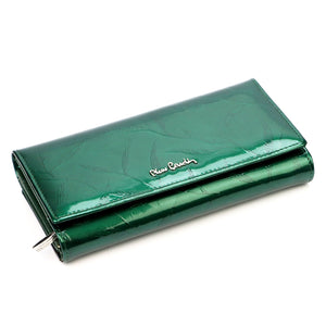 Pierre Cardin 02 LEAF 122 žalia lakuotos odos piniginė zielony